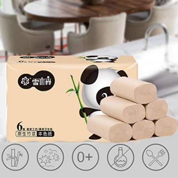 Toilettenpapier 4 Lagig Bambus Klopapier Panda Toilettenpapier 6 Rollen, 100% Reines Natürliches Bambuspulpe Haushaltsrollen Papier Für Erwachsener Und Baby - 1